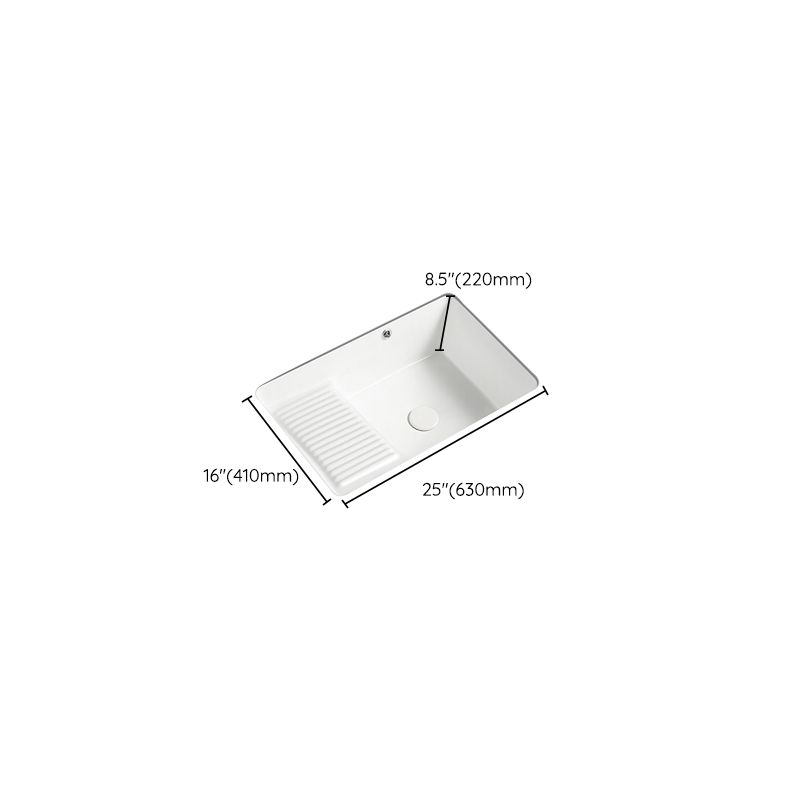 Traditional Undermount Vanity Sink Porcelain Rectangular with Overflow Basin Sink