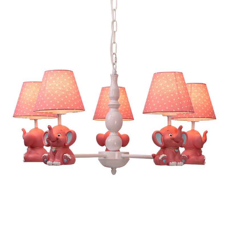 Elephant Child Room Chandelier Light Resin Kids Style Pendant Light Fixture with Empire Shade