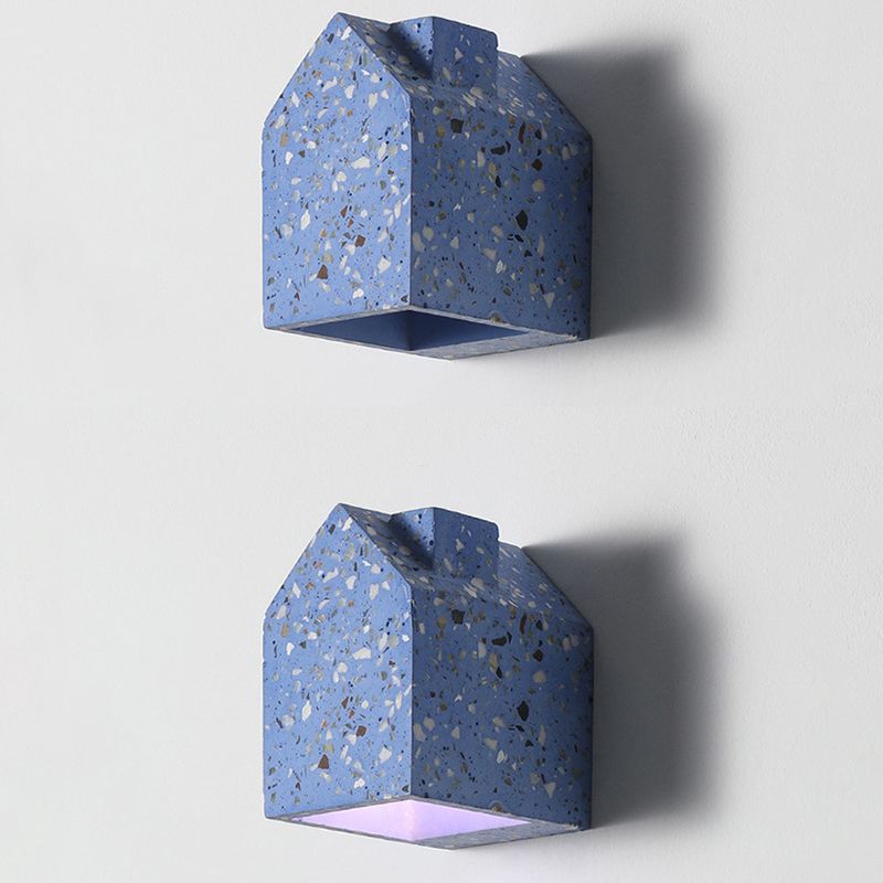 Modern Style House Shape Wall Sconce Stone 1 Light Sconces for Bedroom