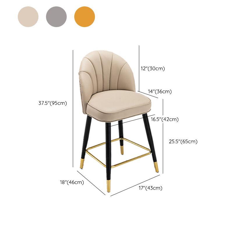 Modern Armless Backrest Counter Stool Iron Bar Stool with Cushion for Bar