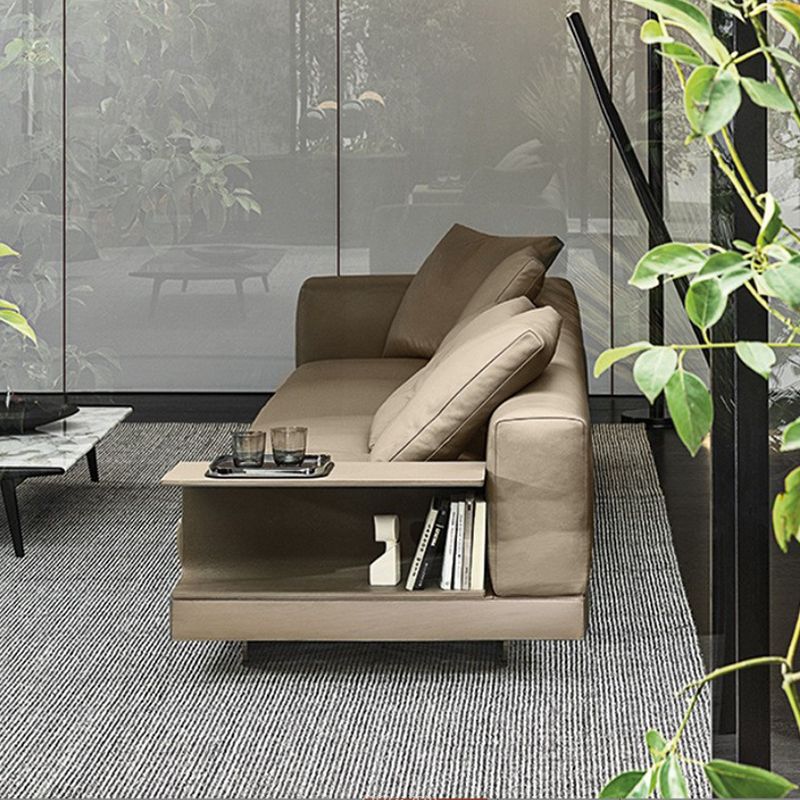 Scandinavian Light-grey Loose Back Square Arm Living Room Seating