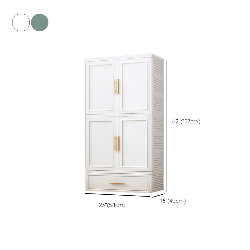 Plastic Wardrobe Cabinet with Garment Rod Hinged Wardrobe Closet