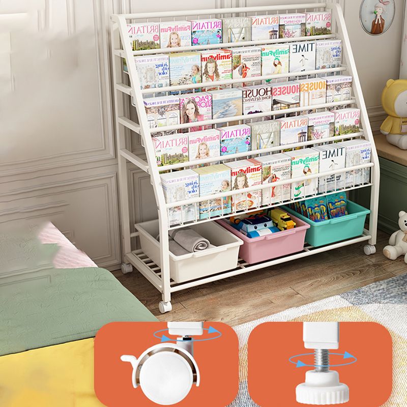 Modern Metal Bookcase, Multi Tiers with Casters Bookshelf for Any Room