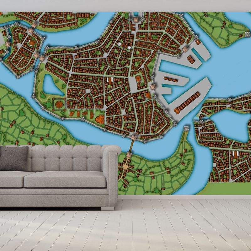 Traffic Map Washable Illustration Mural Wallpaper Indoor Wall Mural