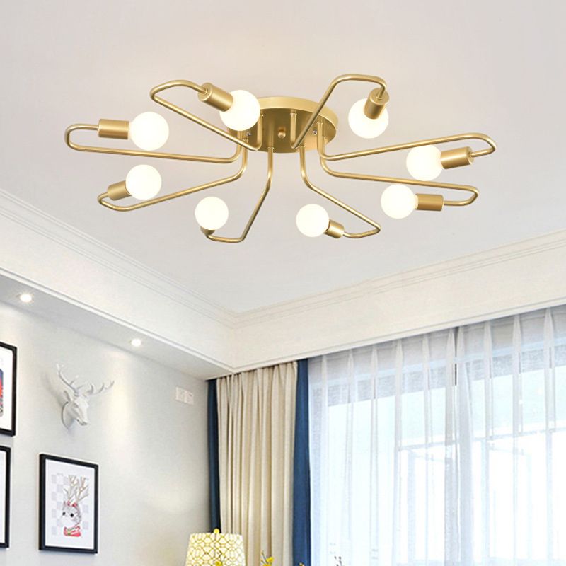 6/8-Light Modern Golden/Black/White Flush Mount Lighting LED Ceiling Light