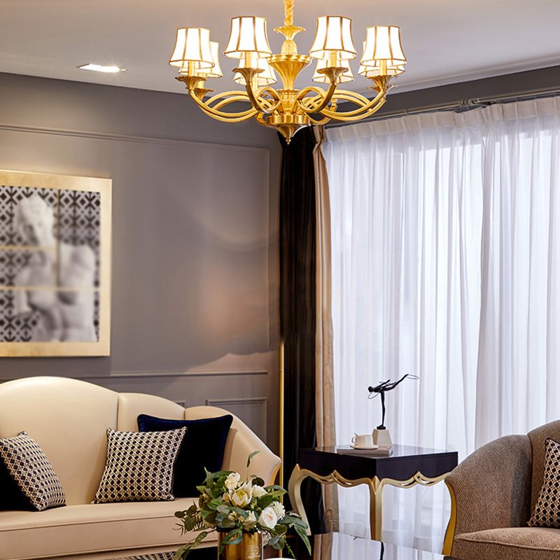 Multi-Head Chandelier Light Traditional Barrel Pendant Lamp with White Glass Shade