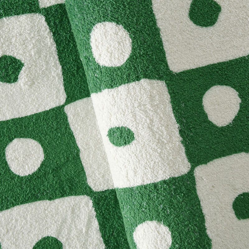 Green Pattern Rug Polyester Simple Rug Stain Resistant Rug for Living Room