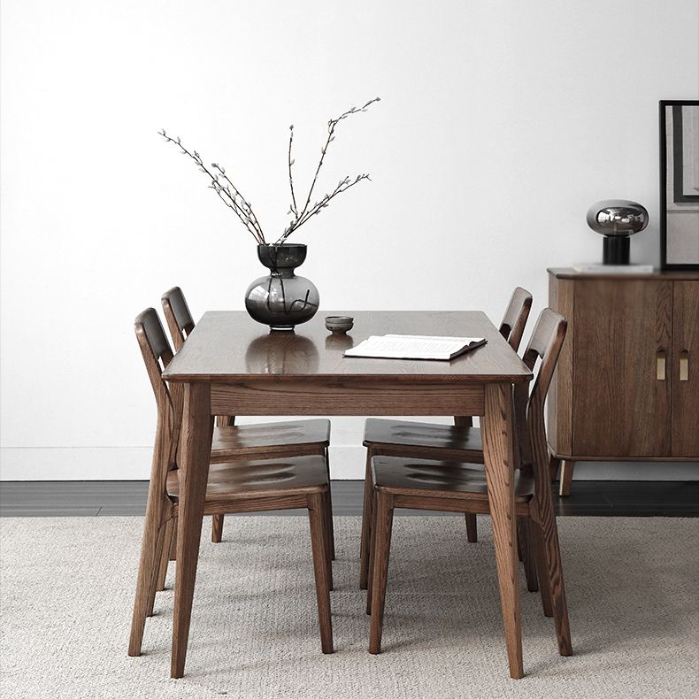 Contemporary Style 1/3/4/5 Pieces Furniture Rectangle Solid Wood Dining Table Set for Home