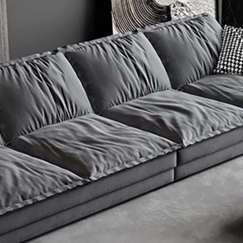 Contemporary Grey Faux Leather Sofa with Pillow Top Arm for Living Room