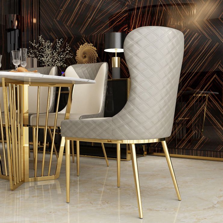 Glam Indoor Dining Chair Wingback Dining Room Chair with Metal Legs