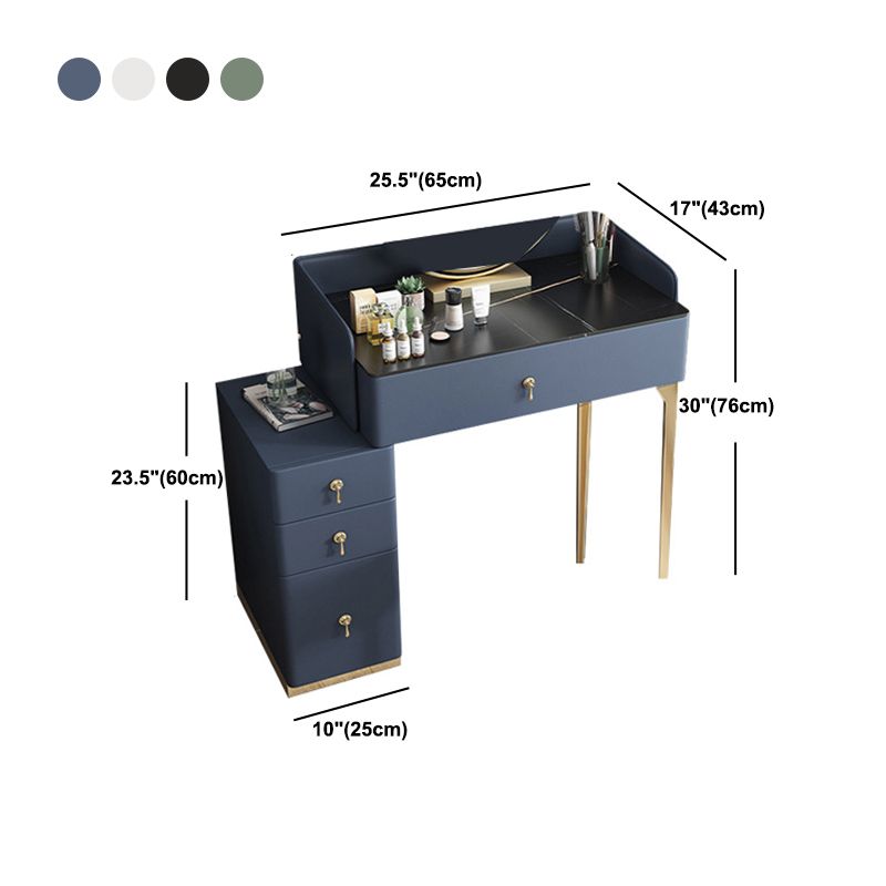 Stone Top Vanity and Stool Dressing Table Faux Leather Make-up Vanity