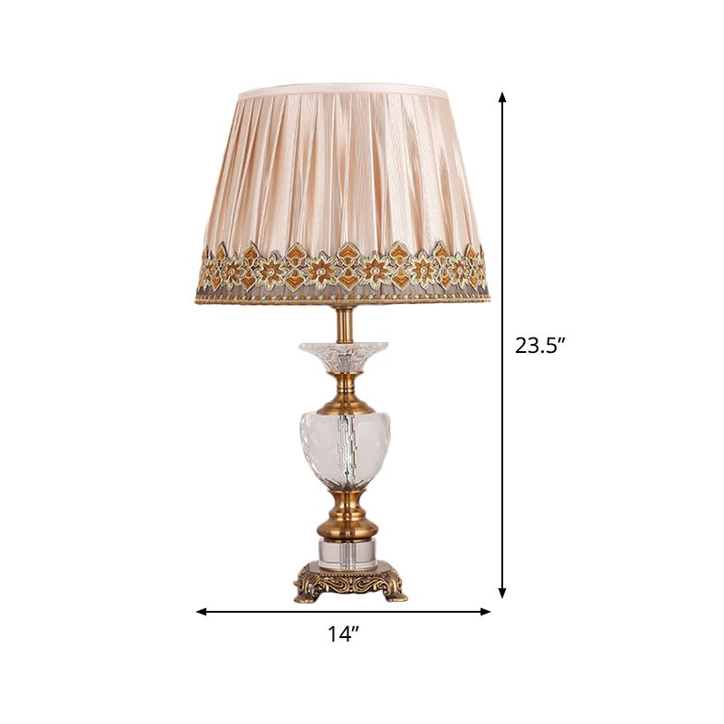 Lampada da scrivania moderna con paralume in tessuto Lampada da tavolo moderna in oro a 1 lampadina con base metallica scolpita