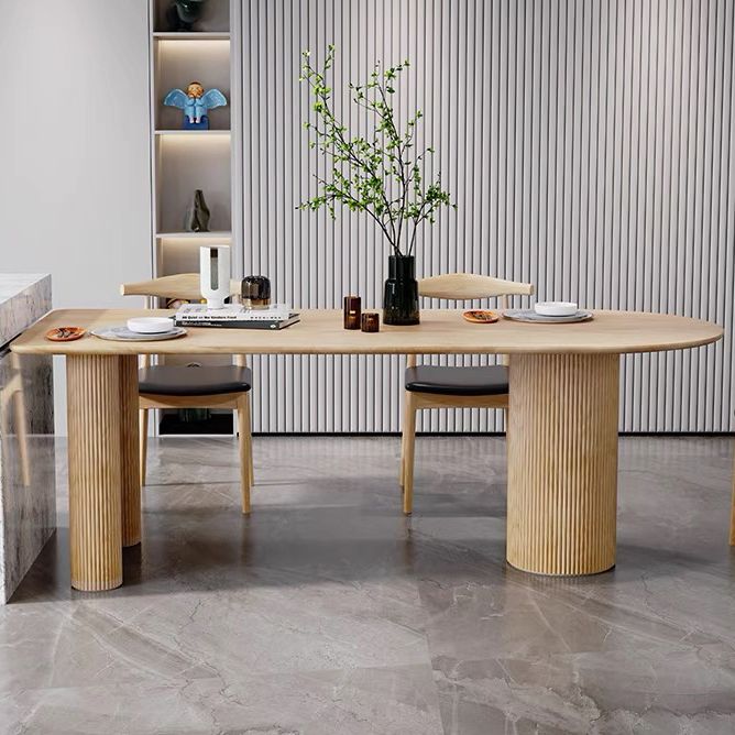 Table à manger contemporaine table en bois massif en pin avec 3 jambes pour manger