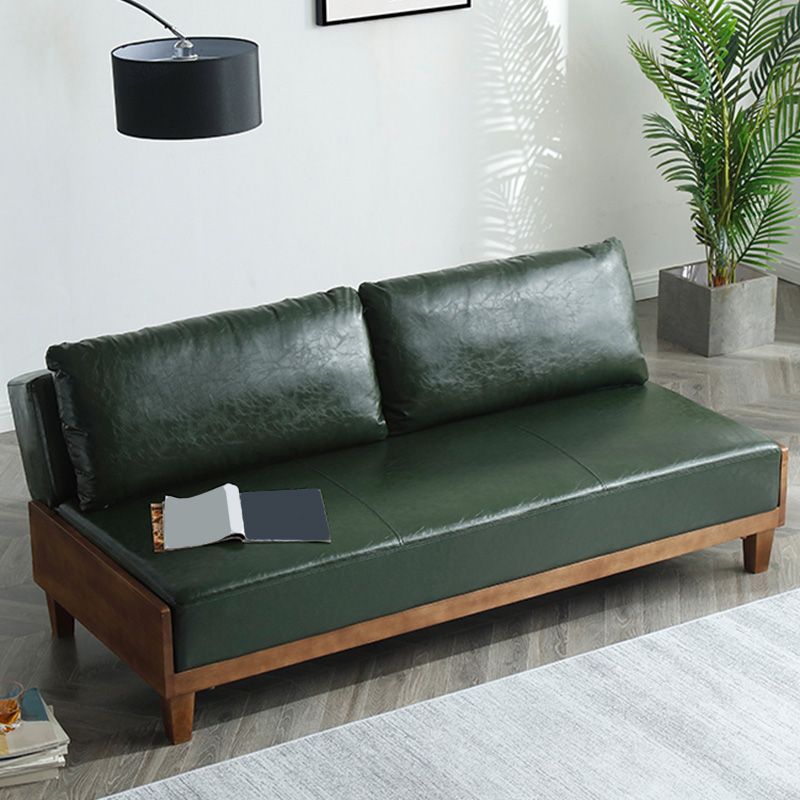 28.3"H Faux Leather Armless Convertible Sofa for Living Room