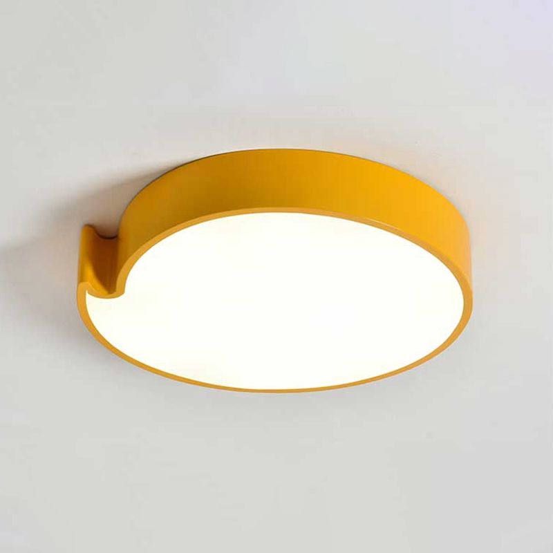 Minimalistic LED Flush Mount with Acrylic Shade Blue/Yellow Finish Circular Flush Ceiling Light Fixture