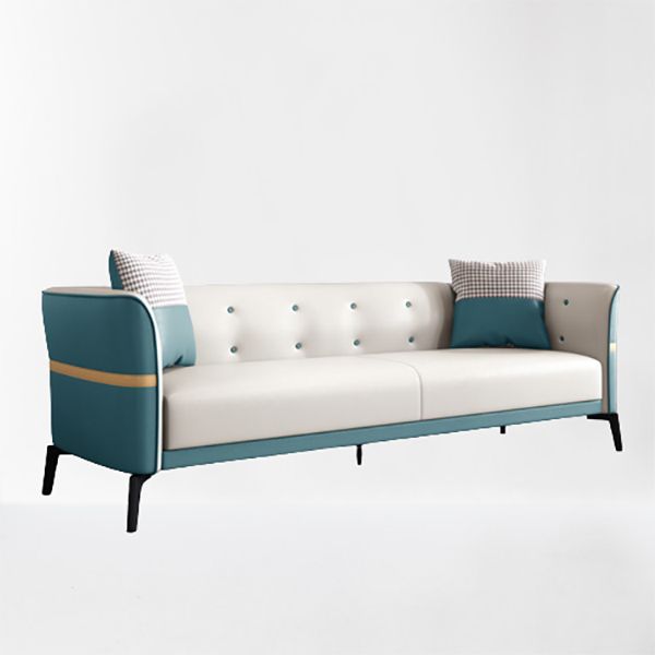 Faux Leather Sofa 27.55" D x 26.37" H Tuxedo Arm Sofa for Living Room