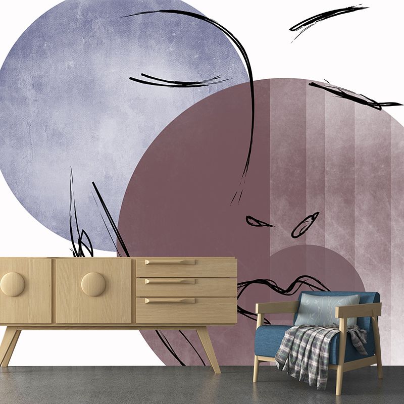 Illustration Stain Resistant Mural Wallpaper Line Art Indoor Wall Mural