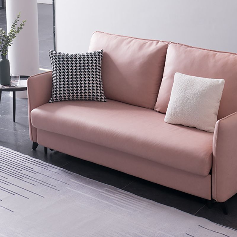 Solid Color Sofa Bed Leather Sofa Square Arm Sofa Bed for Apartment