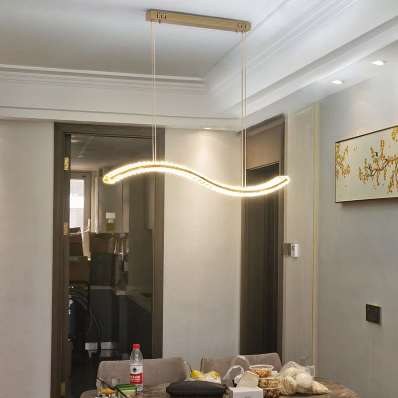 1 Light Waves Island Lamp Contemporary Simplicity Crystal Wrapped Island Pendant