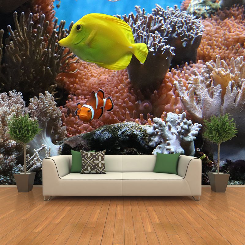 Photography Seabed Mural Decal Blue Wall Decor for Living Room, Custom Size