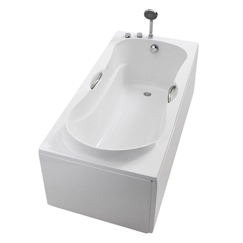 Modern Rectangular White Bathtub Back to Wall with Drain Bath Tub