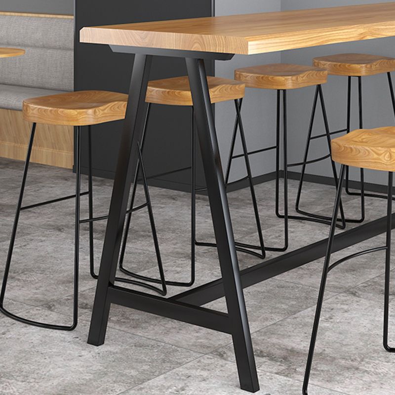 Rectangular Bar Height Table Black Legs and Metal Base Bistro Pub Table