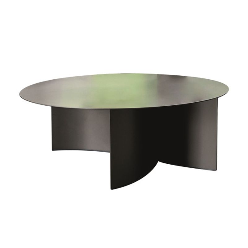Mid-Century Modern Iron Coffee Table Black Round Cocktail Table
