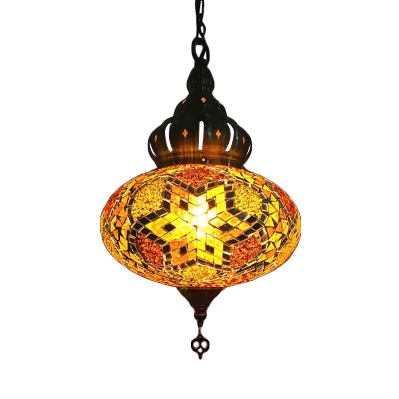 Lantaarn rood/groen/gouden glasverhang licht retro 1/3 koppen plafond hanglamp voor restaurant
