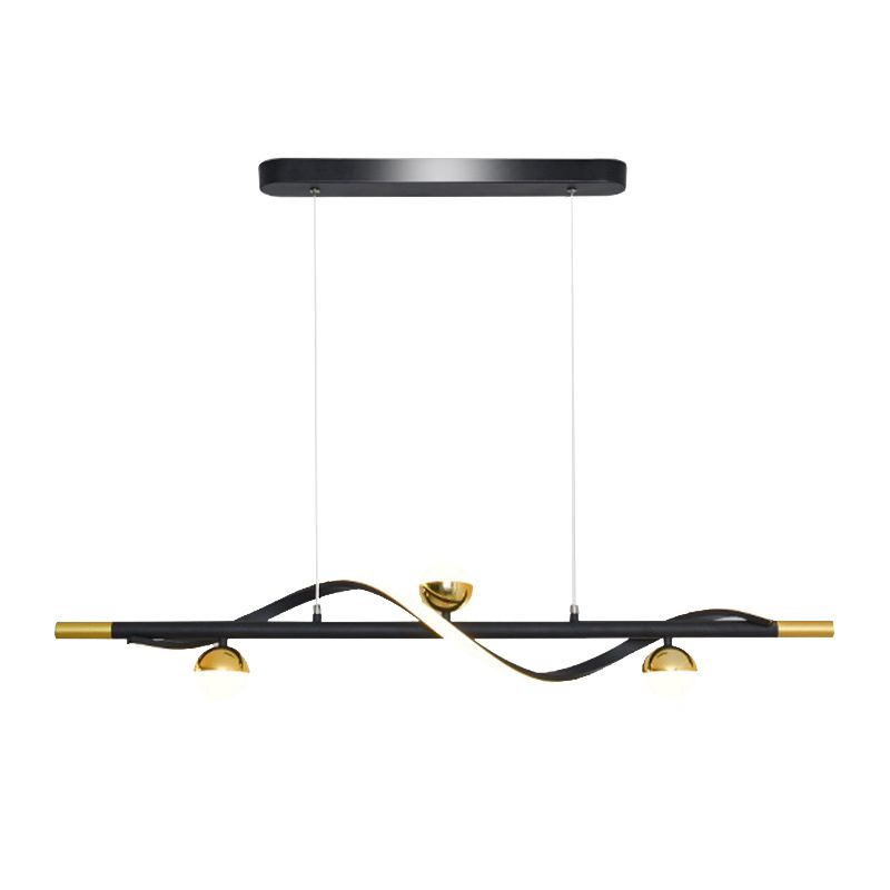 Modern Style Linear Shape Island Lights Glass 3/4 Lights Pendant Light in Black