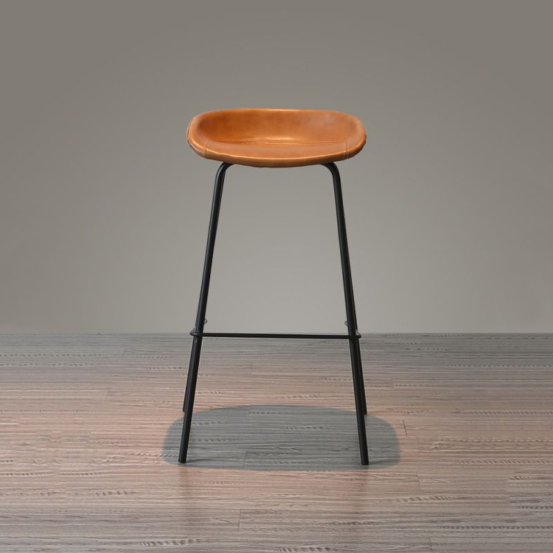 Contemporary Matte Finish Leather Barstool Low Back Home Stool