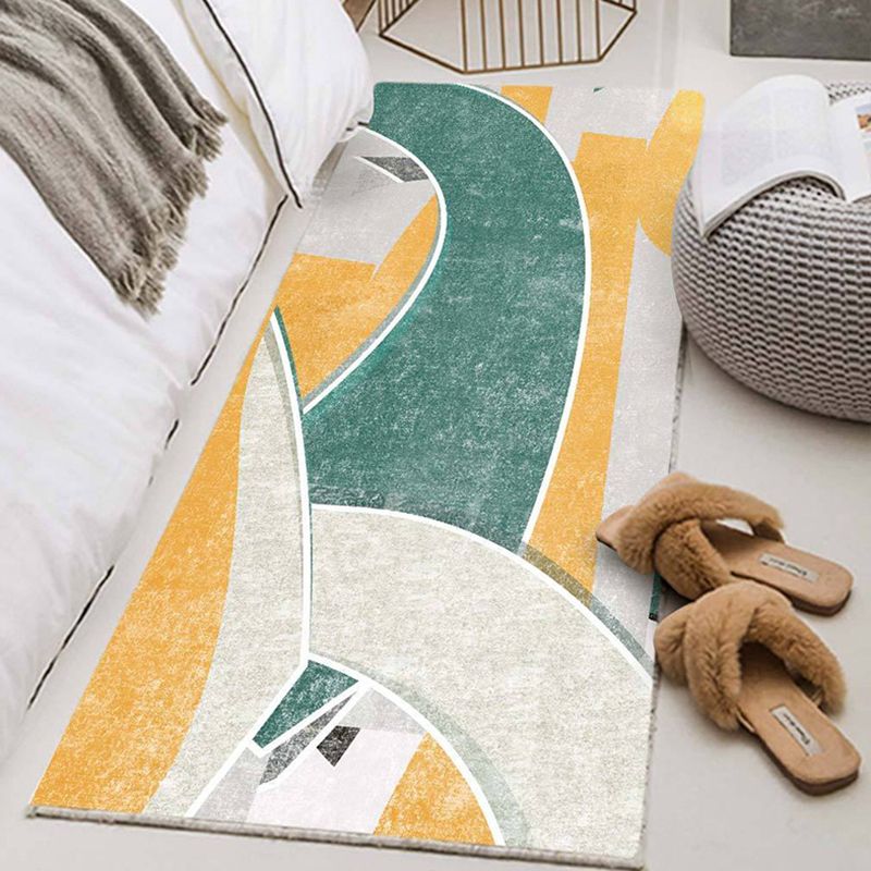 Kreative abstrakte Kunst Indoor Teppich weiß getünschtes Farbblockbereich Teppichpolyester Anti-Rutsch-Rückschlag Teppich für die Heimdekoration