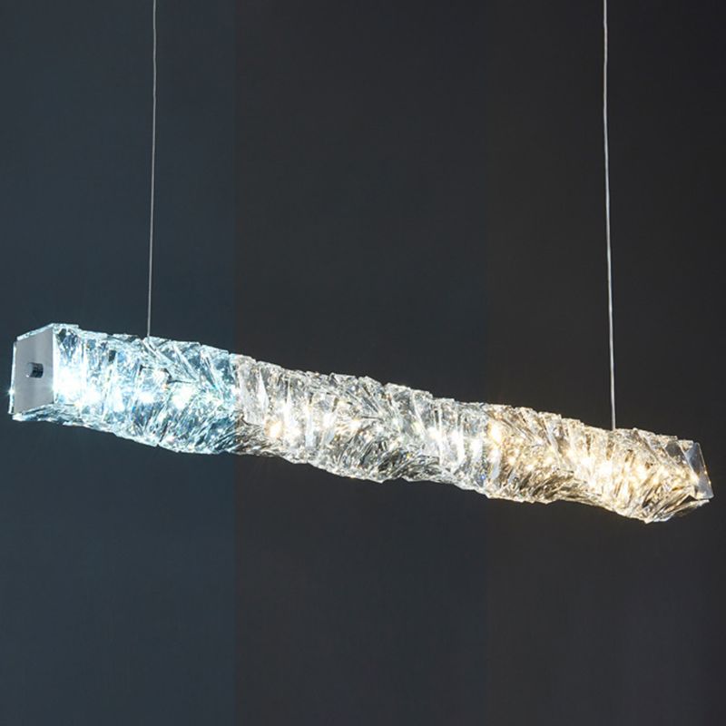 Linear Shape Crystal Island Pendants Modern Style 1 Light Island Pendant Lights in Silver