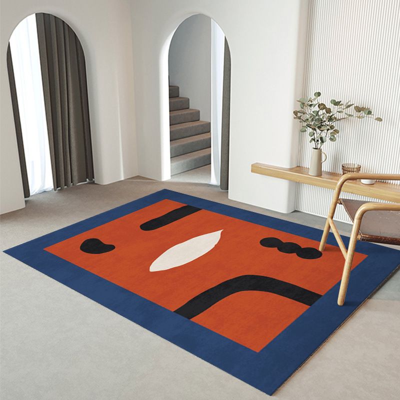 Minimalist Carpet Contrast Panel Carpet Polyester Stain Resistant Area Rug for Living Room