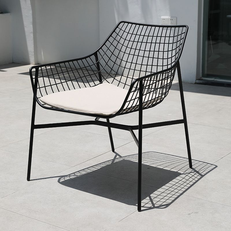 Industrial Dining Chairs Iron With Arm Open Back Outdoor Bistro Chairs
