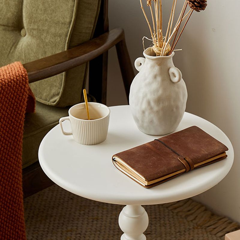 20.5" Tall Metal Pedestal End Table Round Accent Side Table in Black/White