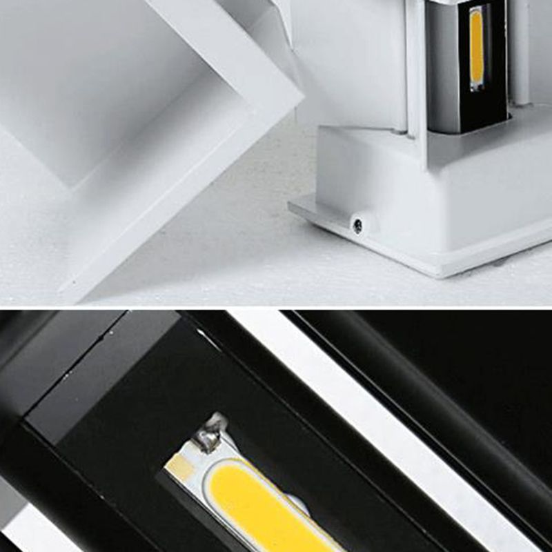 Square Shape Wall Lamp Modern Style Metal 2 Lights Sconce Lamp in Black/White