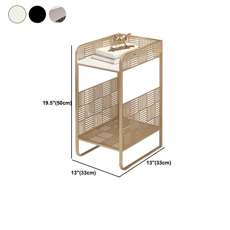 19.69" Tall Stone/Iron Nightstand Contemporary 1 - Shelf Night Stand