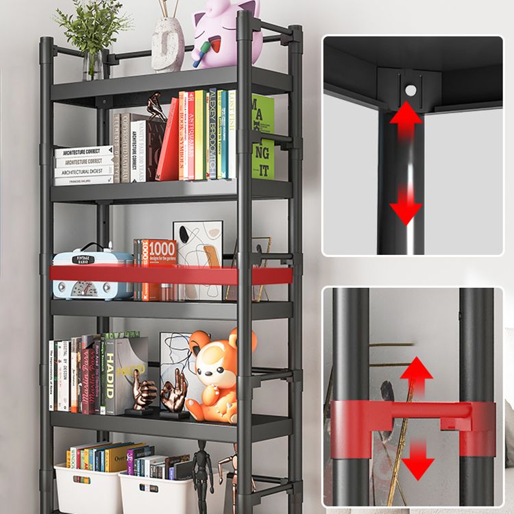 Industrial Style Metal Bookshelf Etagere Shelf Bookcase with Caster Wheels