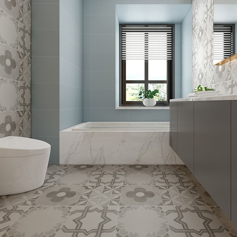 Ceramic Black Wall Tile Square Flower Pattern Tile Wall and Floor