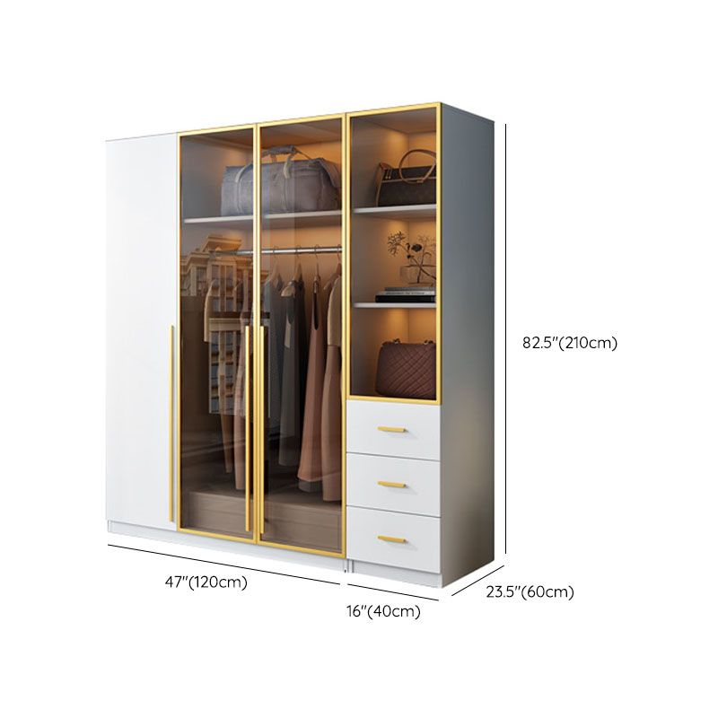 Bedroom Storage Cabinet with Brown Glass Doors Contemporary Hinged Door Cabinet