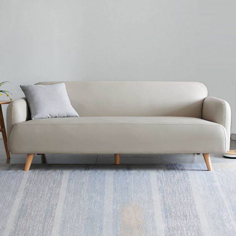 Faux Leather Recessed Arm Sofa Contemporary Standard Sofa, 31.49" W