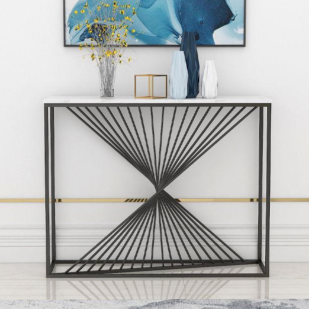 Marble Rectangle Accent Table 11.81" W 1-shelf Console Table for Hall