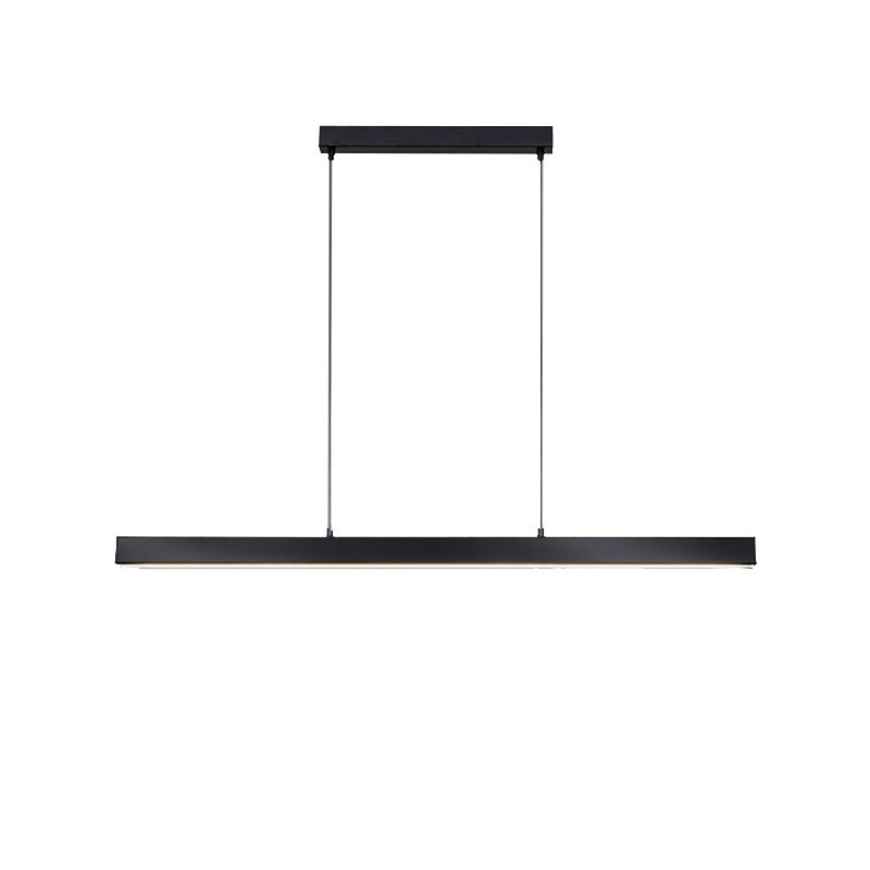 Line Shape Hanging Island Lights Modern Hanging Light Fixture in Black for Dining Room