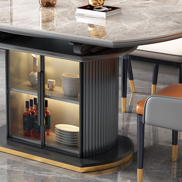 Modern Stone Foldable Dining Table with Lockers for Dining Room