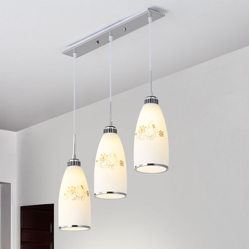 Minimaliste 3 lumières Pendante Bell Glass Shade Suspension Lampe pour salle à manger