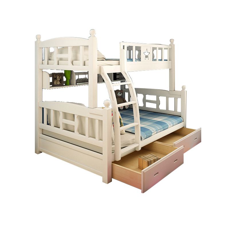 Beech Bunk Bed Modern Style Bunk Bed with Footboard in White