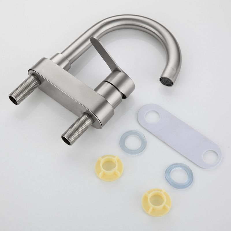 304 Stainless Steel Center Faucet Bathroom Single Handle Hot and Cold Vanity Sink Faucet