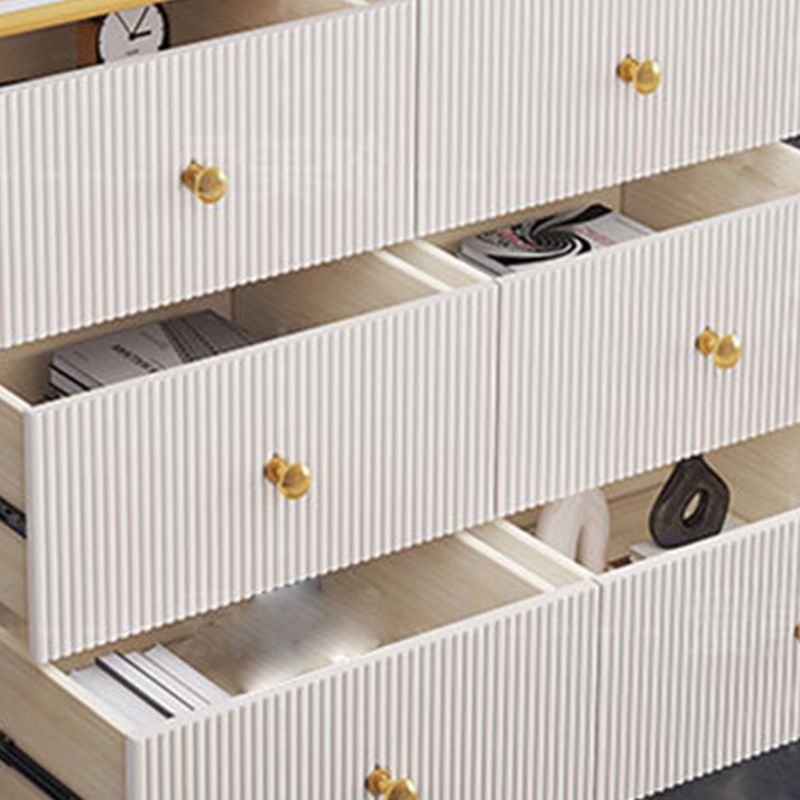 Stone Storage Chest Bedroom Glam Chest in White with Drawers