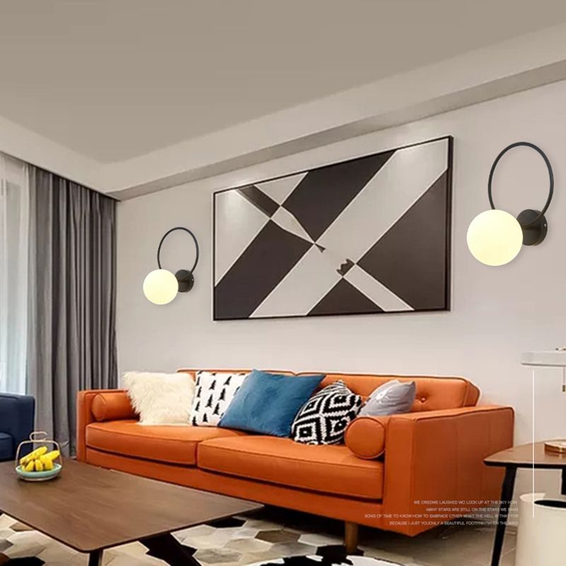 1-Light Oval Wall Sconce Modern Simple Style Glass Wall Lighting in Gold