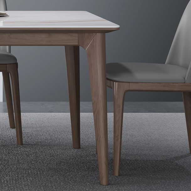 Medieval Modern Sintered Stone Dining Table Rectangle Table with Wooden 4 Legs